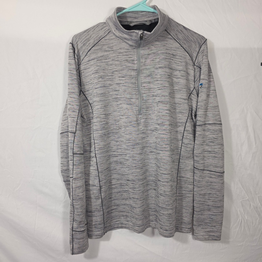 KUHL Pullover Mens Medium Gray Excellent Quarter Zip Space Dye Performance 731